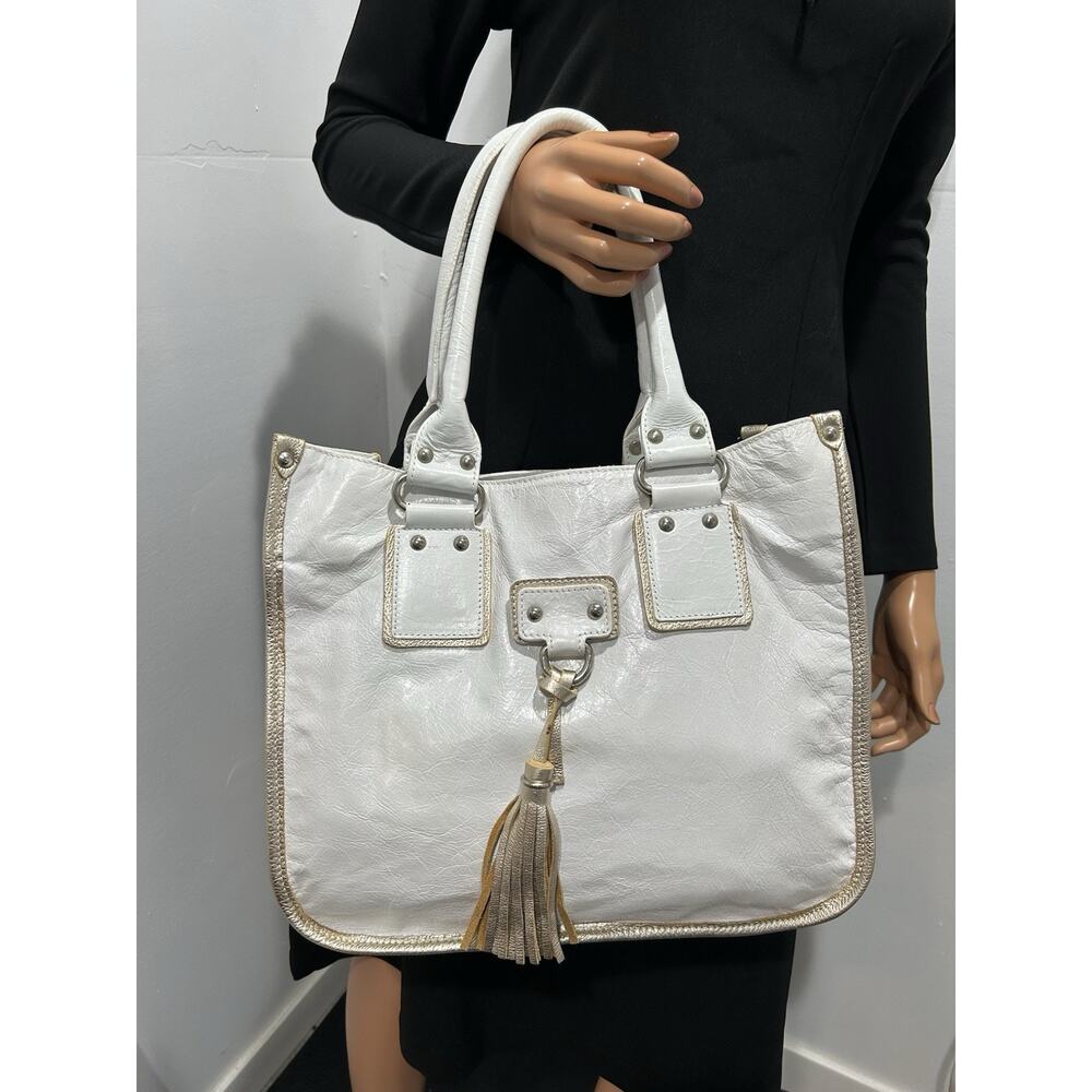 roberta gandolfi handbag Metallic White And Golden Edges Tote Bag